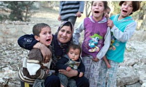 Syrian woman and children, Aleppo, 2013