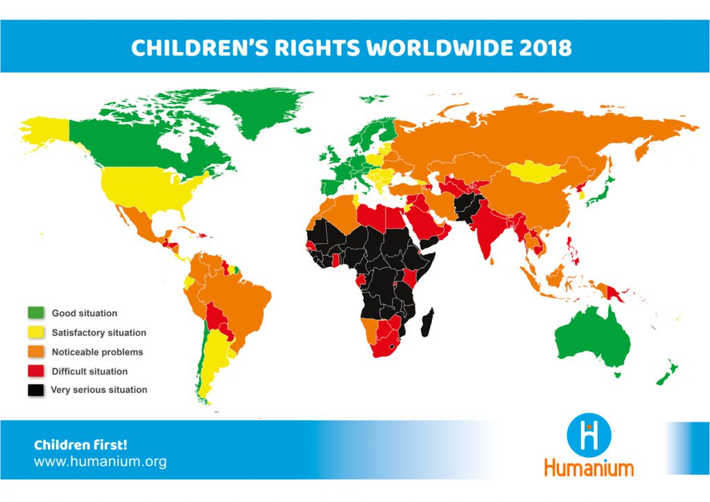 Map On The Respect Of Children S Rights Worldwide Humanium