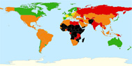 Carte du Respect des Droits de l'Enfant dans le monde
