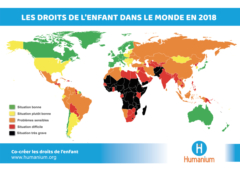 Carte du Respect des Droits de l’Enfant dans le Monde - Humanium